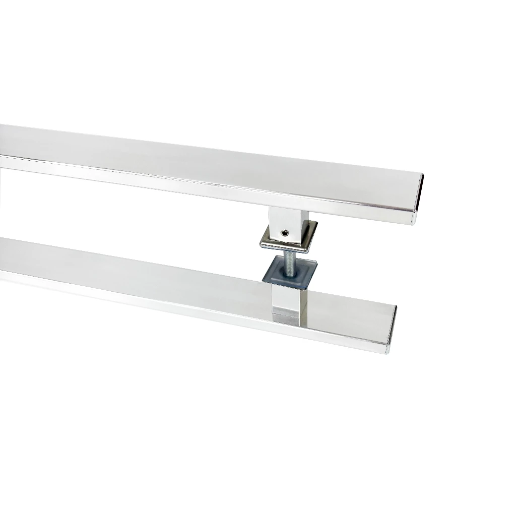Puxador Porta Duplo Em Alumínio 120cm Modelo Flat Aluminum Cromado